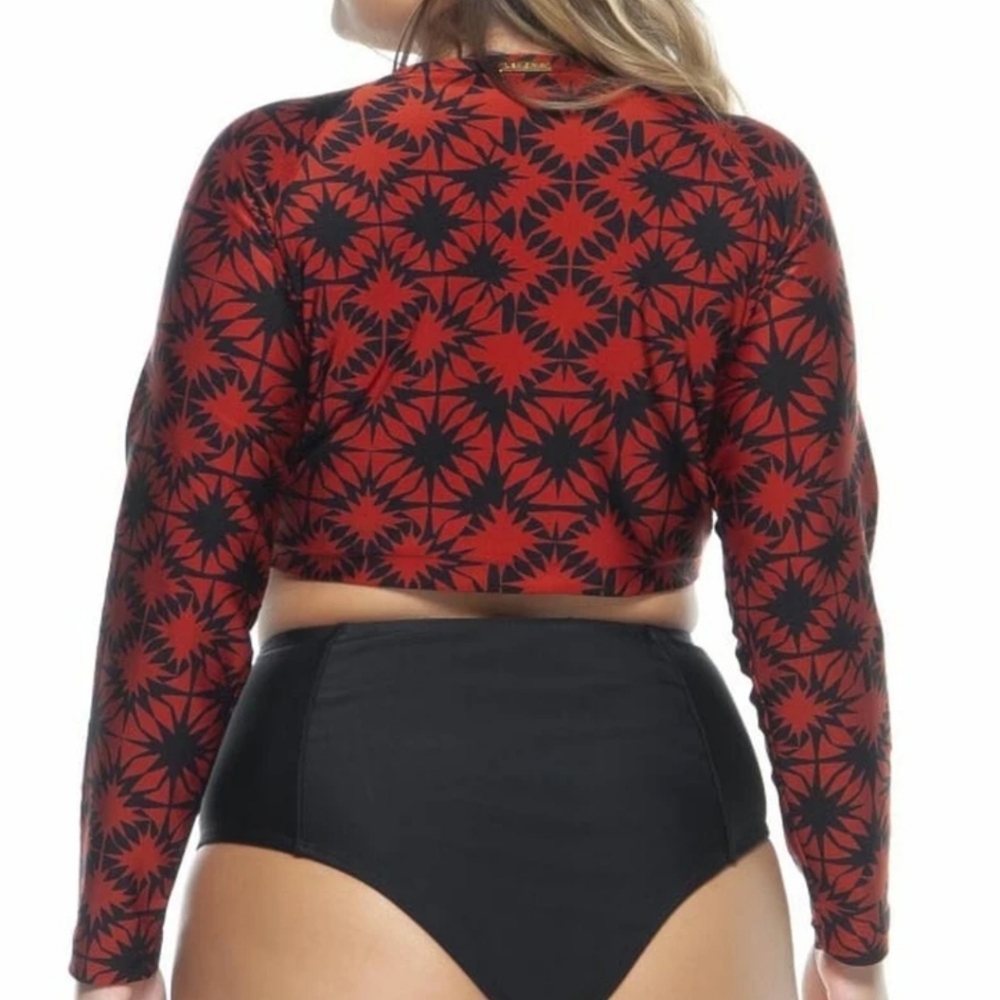 Lehona Red and Black Patterned Long Sleeve Top